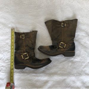 Brown distressed boots